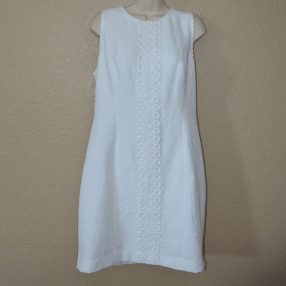 $228 Sz 10 Lilly Pulitzer White Textured Sleeveless Shift Dress - Picture 1 of 8